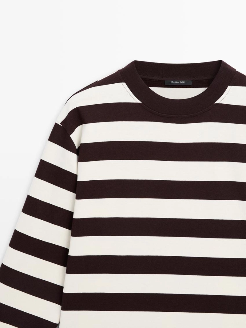 Полосатая футболка с длинным рукавом из хлопка