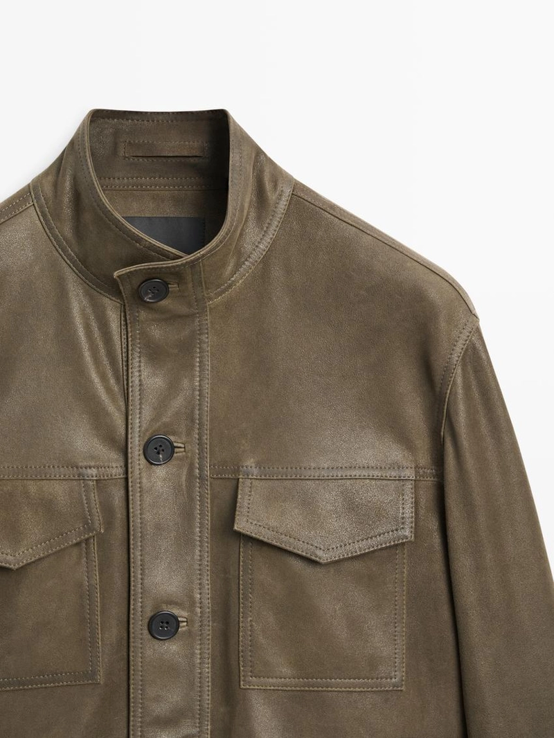 Куртка из кожи козы с эффектом потертостей