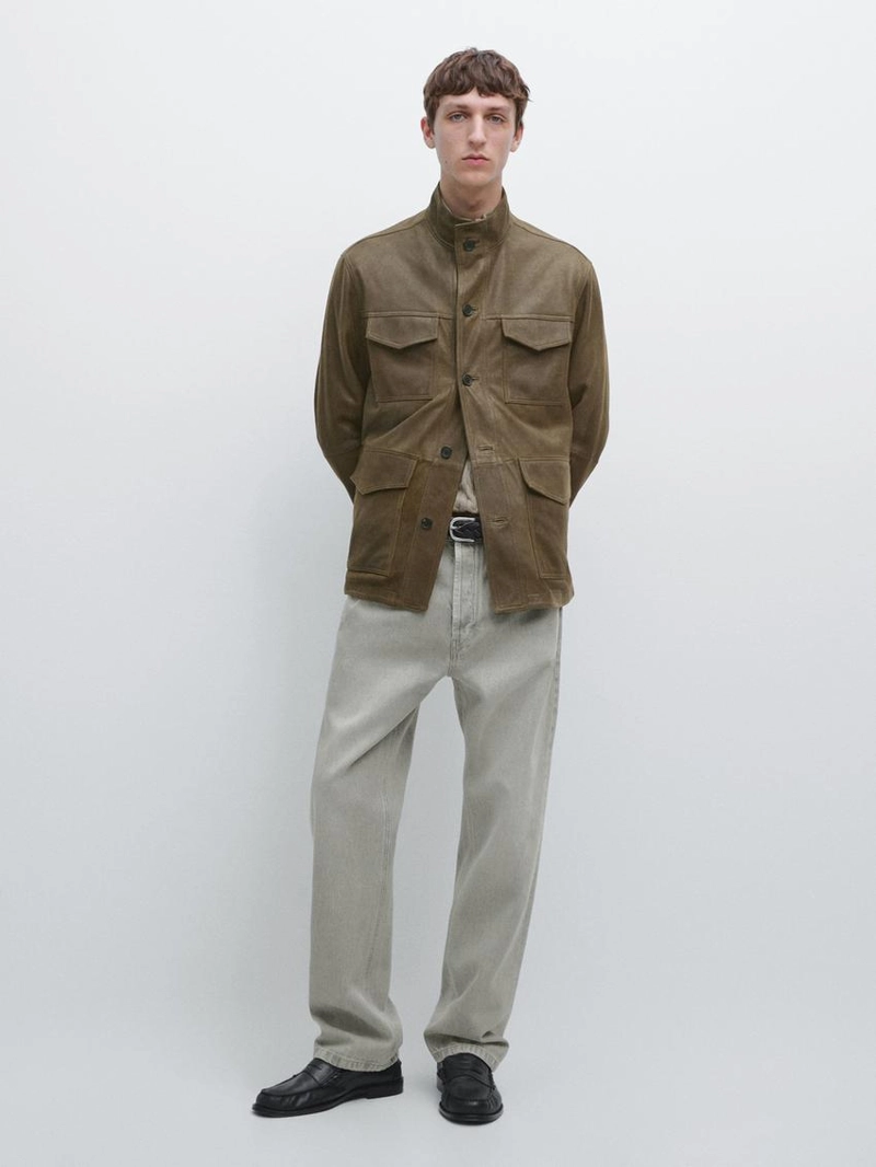 Куртка из кожи козы с эффектом потертостей