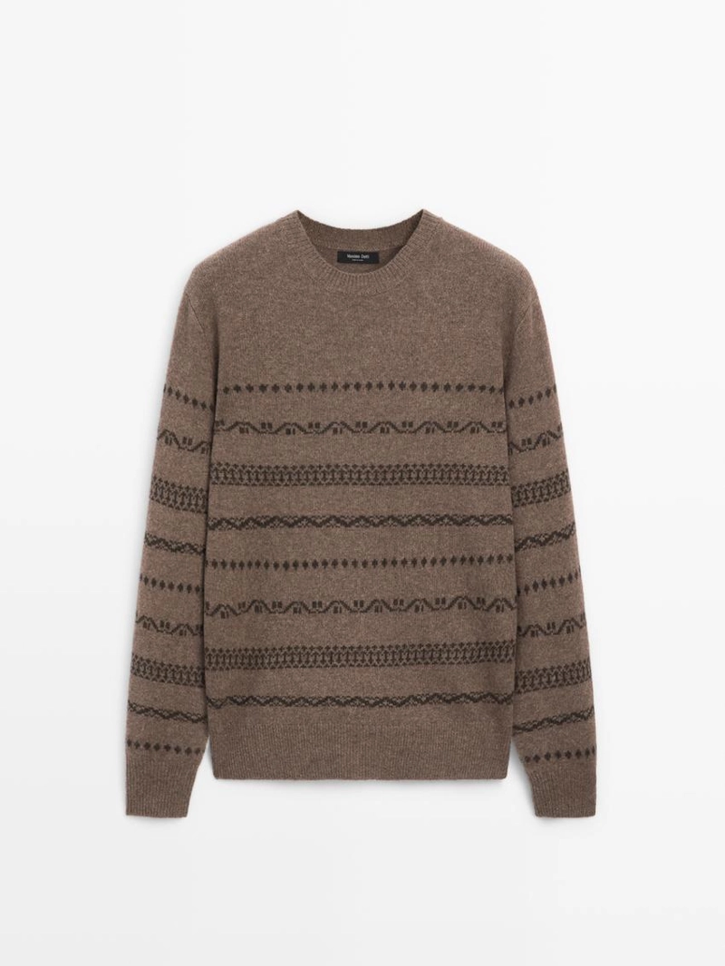 Джемпер из жаккардового вязаного полотна из шерстяной смеси