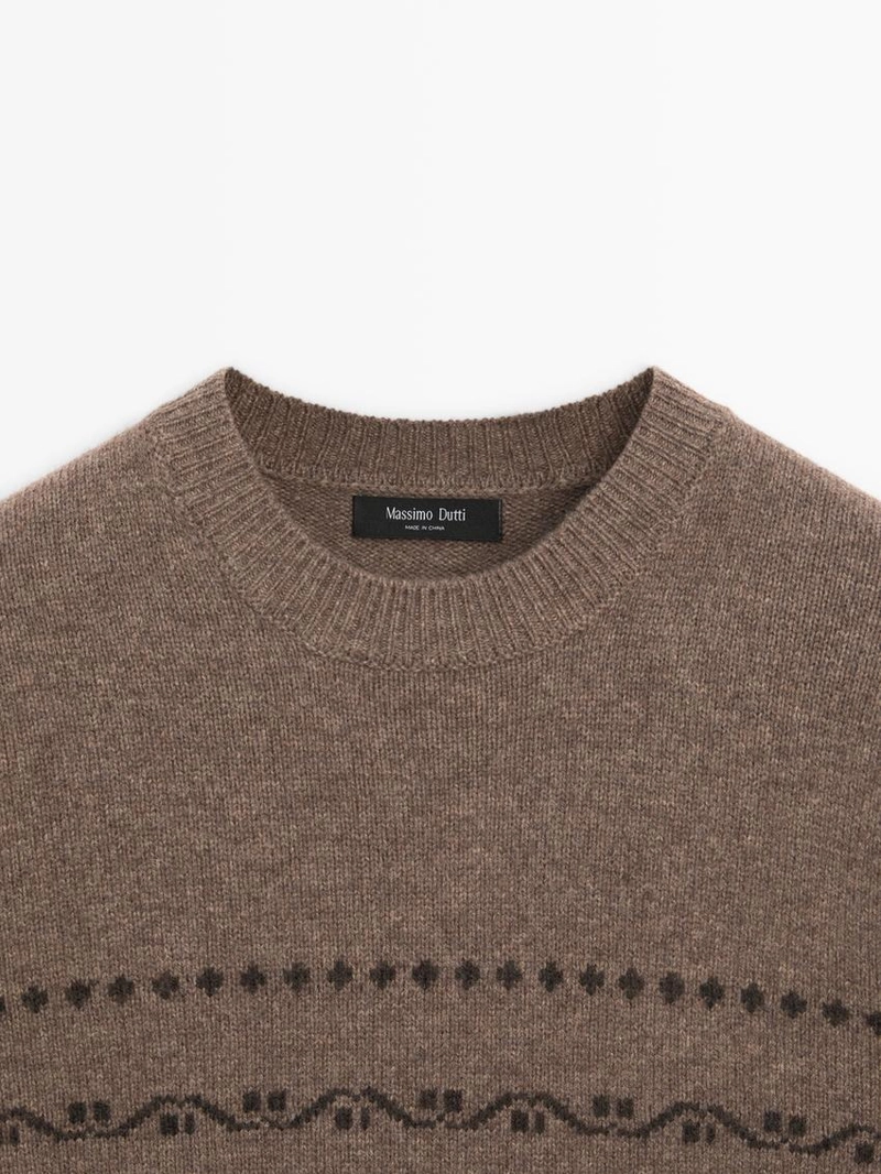 Джемпер из жаккардового вязаного полотна из шерстяной смеси