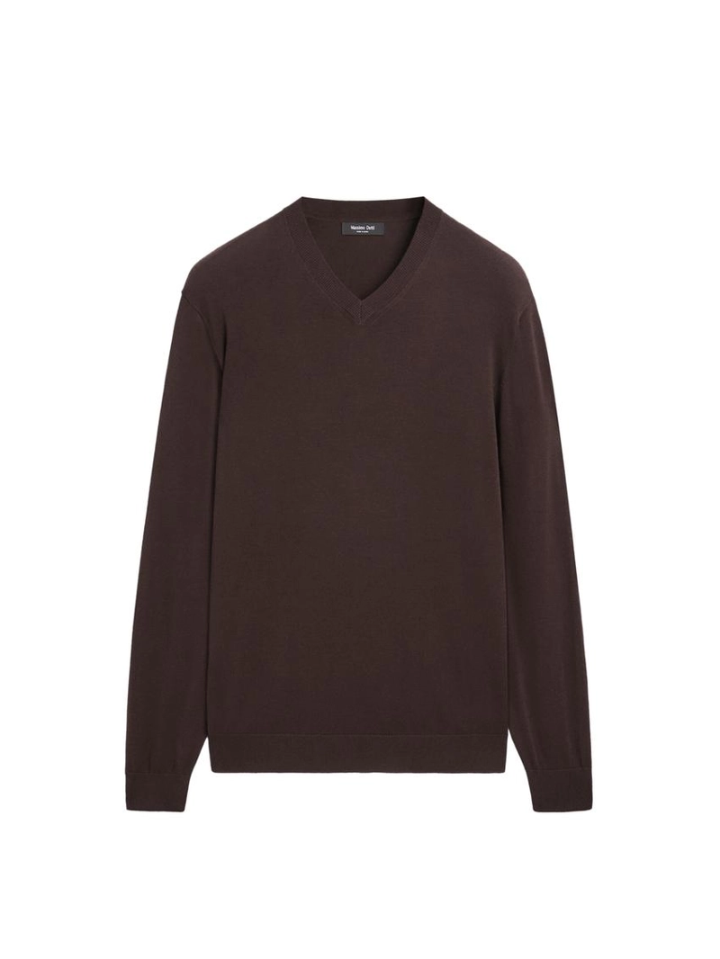 Вязаный свитер с v-образным вырезом из хлопкового микса