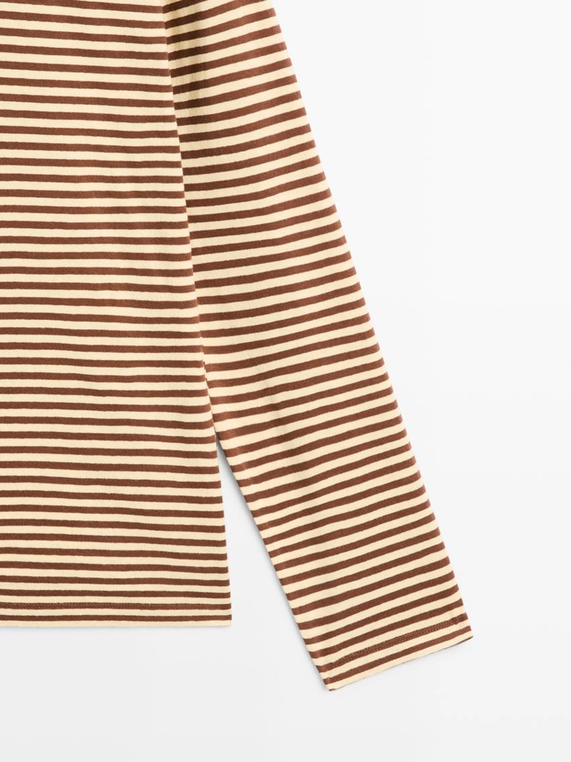 Полосатая футболка из хлопка с длинным рукавом