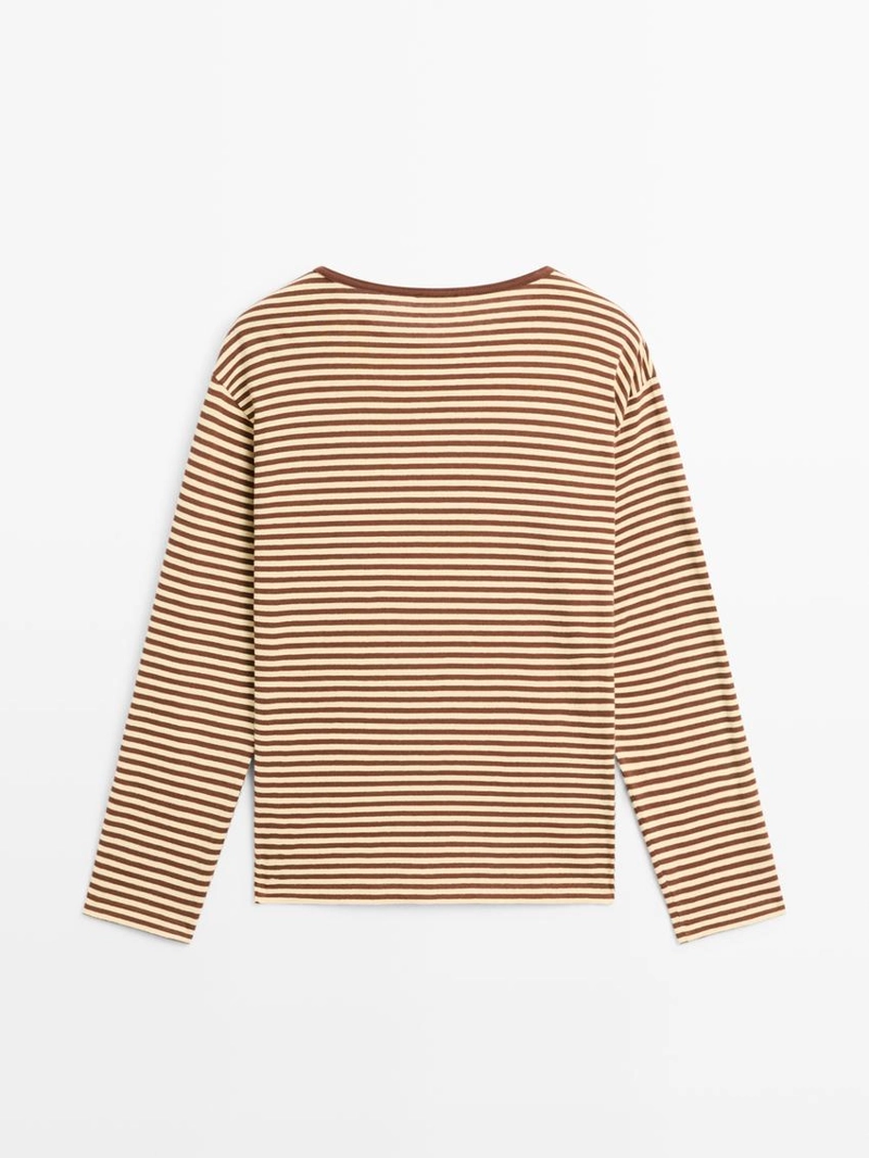 Полосатая футболка из хлопка с длинным рукавом