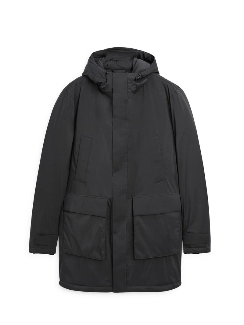 Длинная пуховая парка с водоотталкивающим покрытием