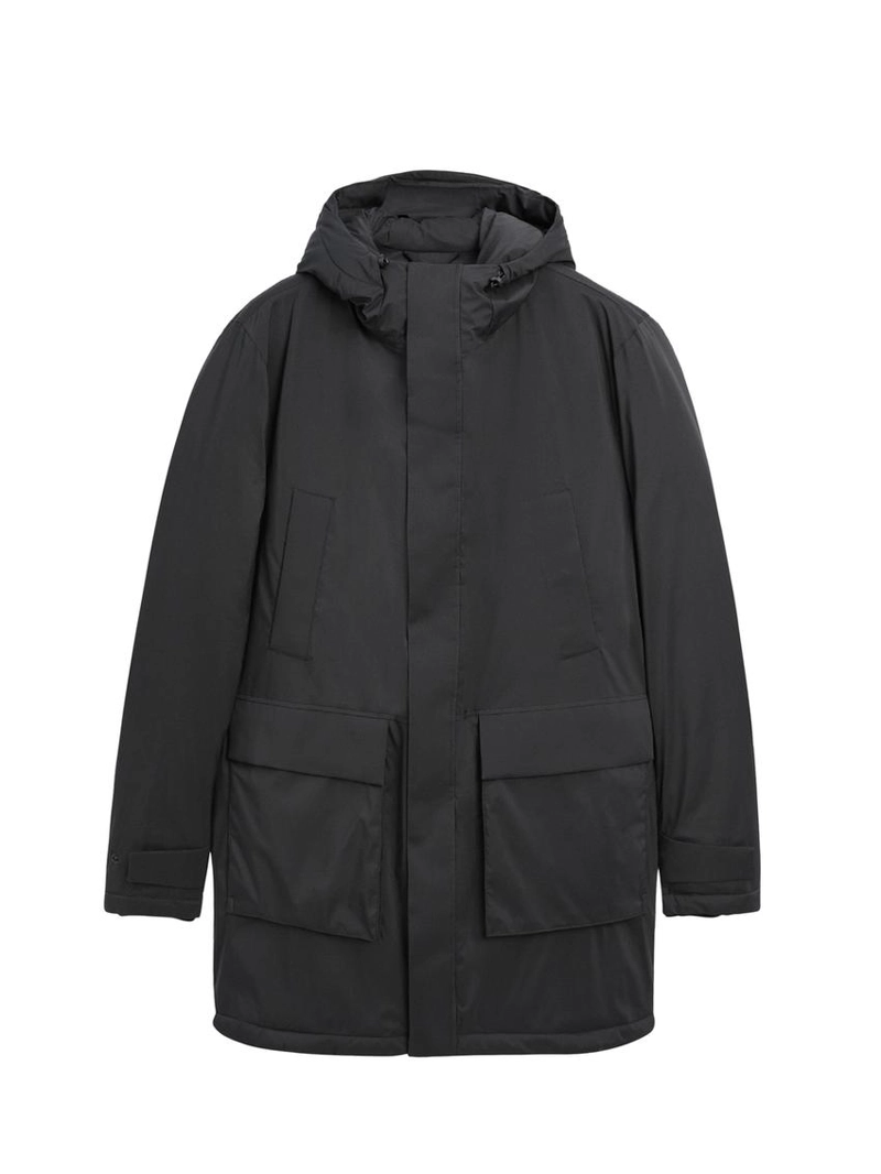 Длинная пуховая парка с водоотталкивающим покрытием