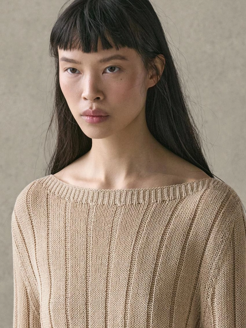 Джемпер с лодочным вырезом из смесового хлопка