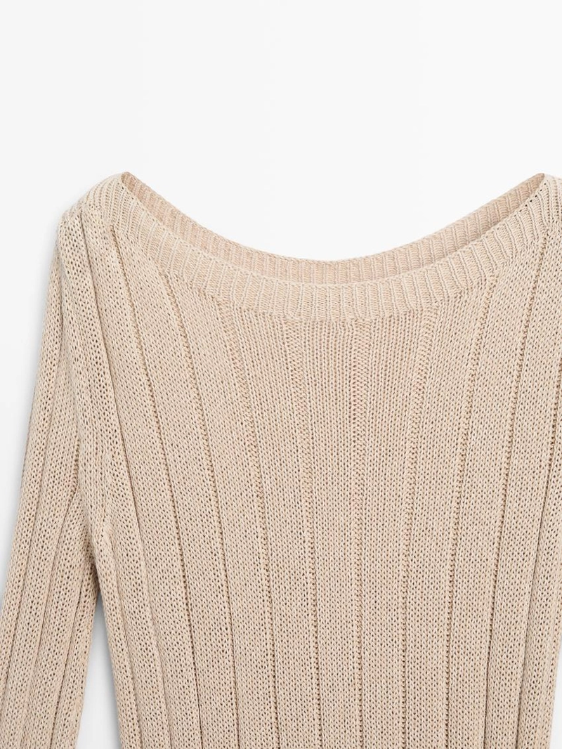 Джемпер с лодочным вырезом из смесового хлопка