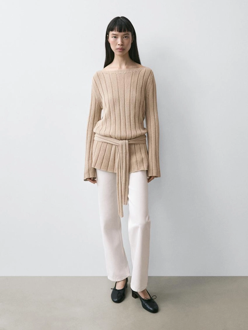 Джемпер с лодочным вырезом из смесового хлопка