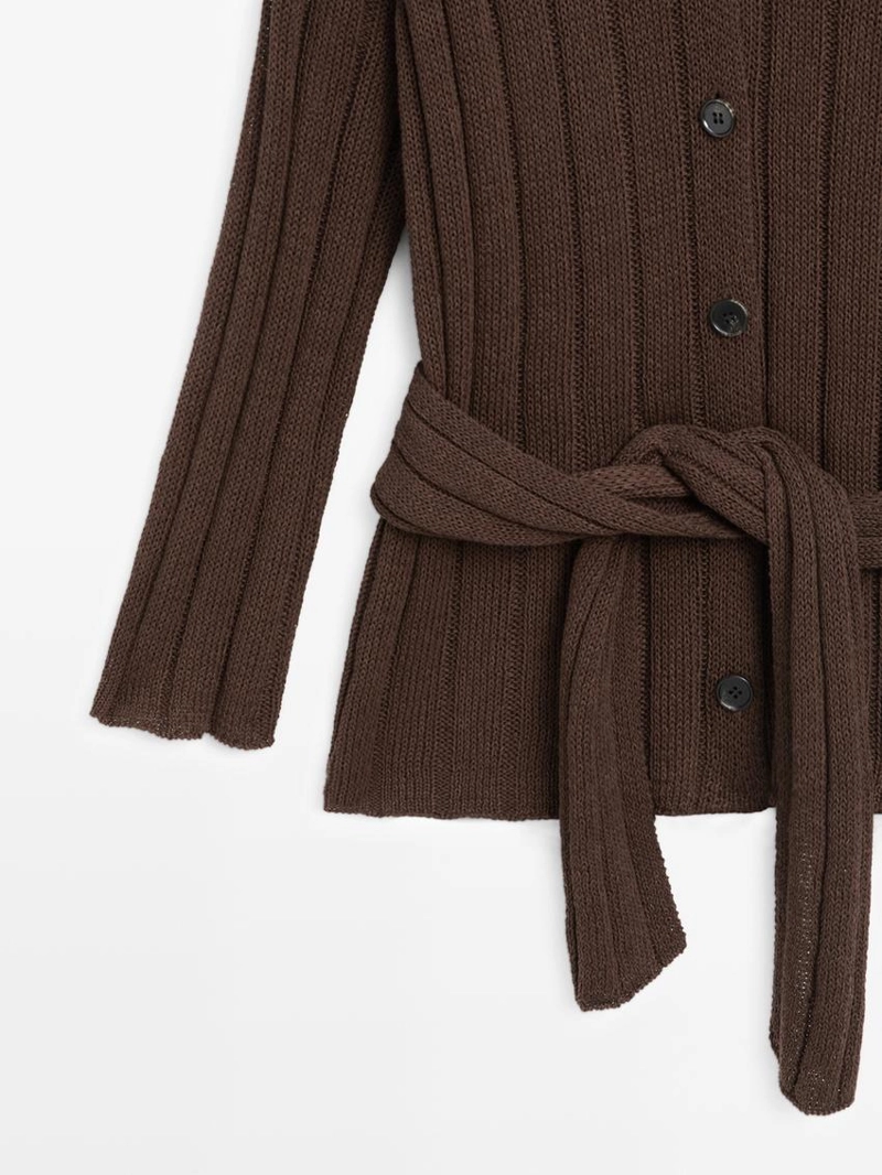 Кофточка-кардиган с деталями на талии