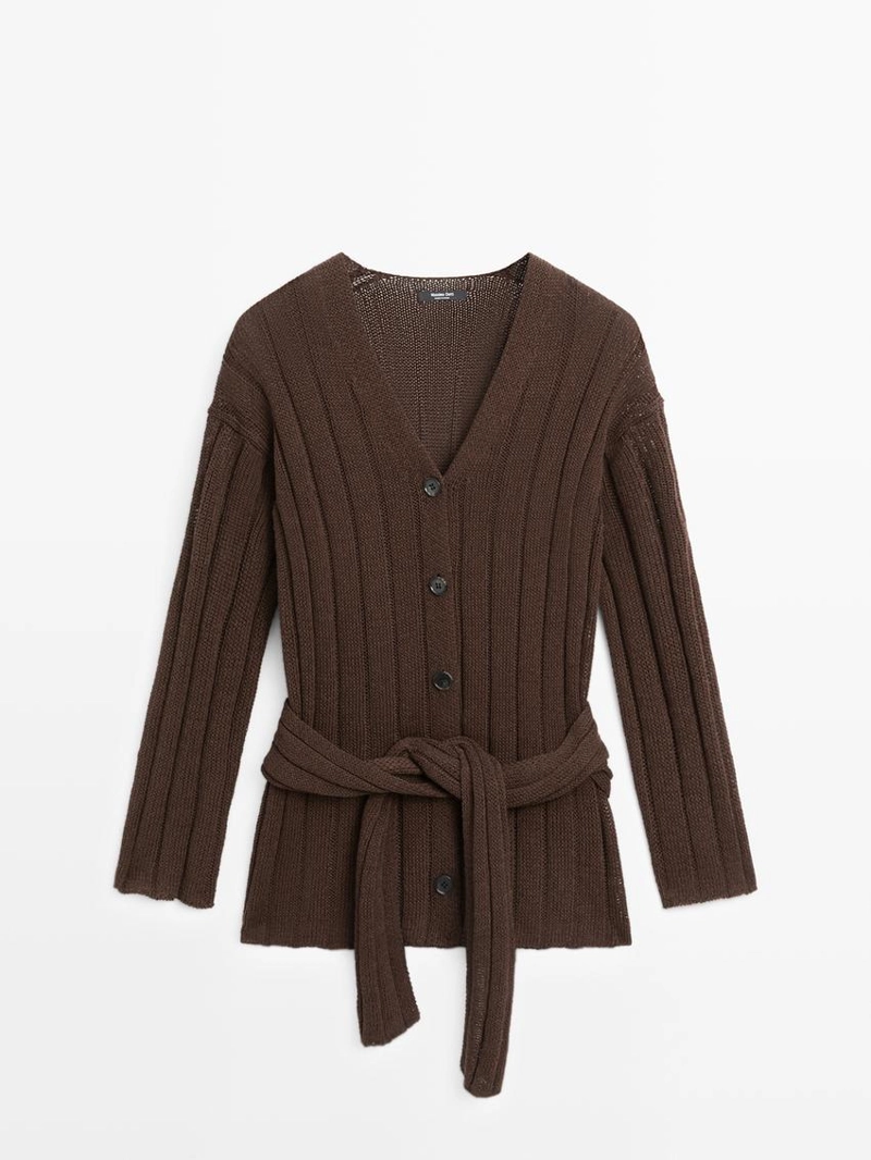 Кофточка-кардиган с деталями на талии