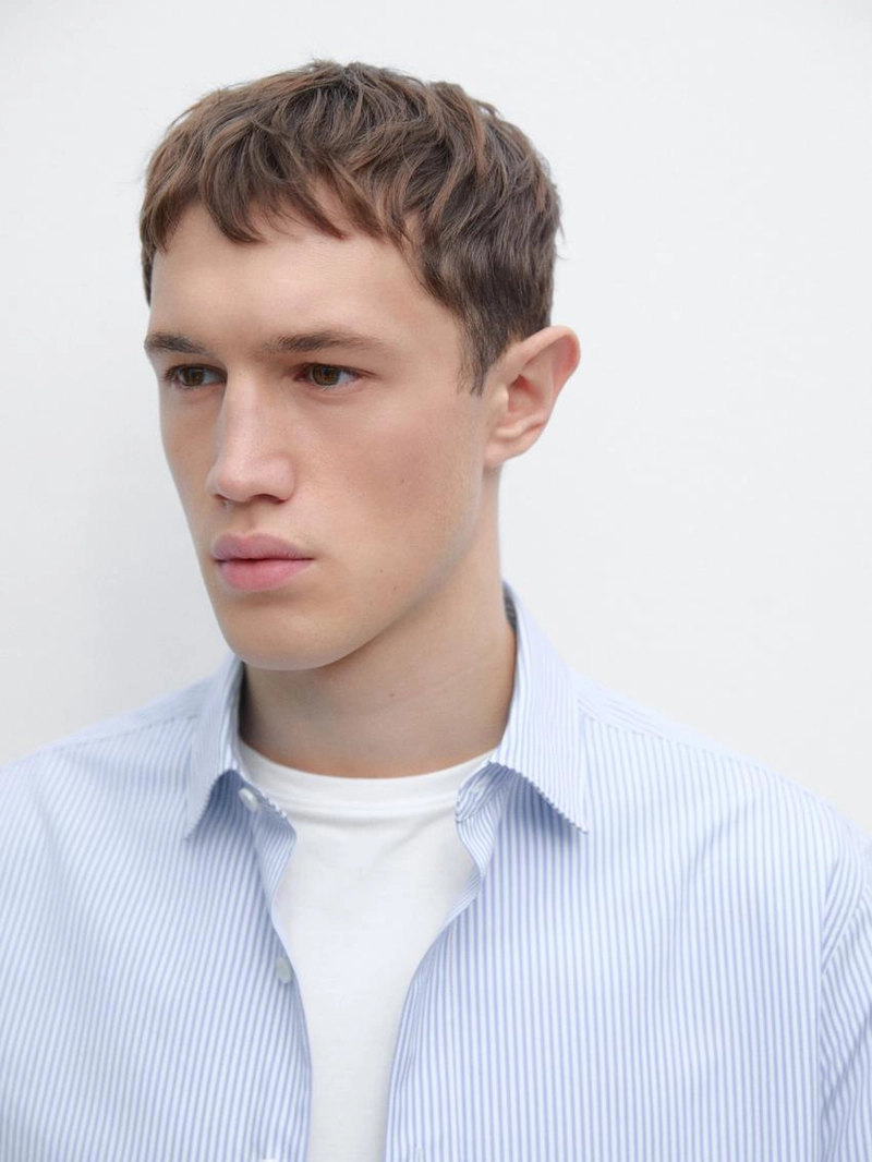 Рубашка полосатая из 100% хлопка с регулярным силуэтом