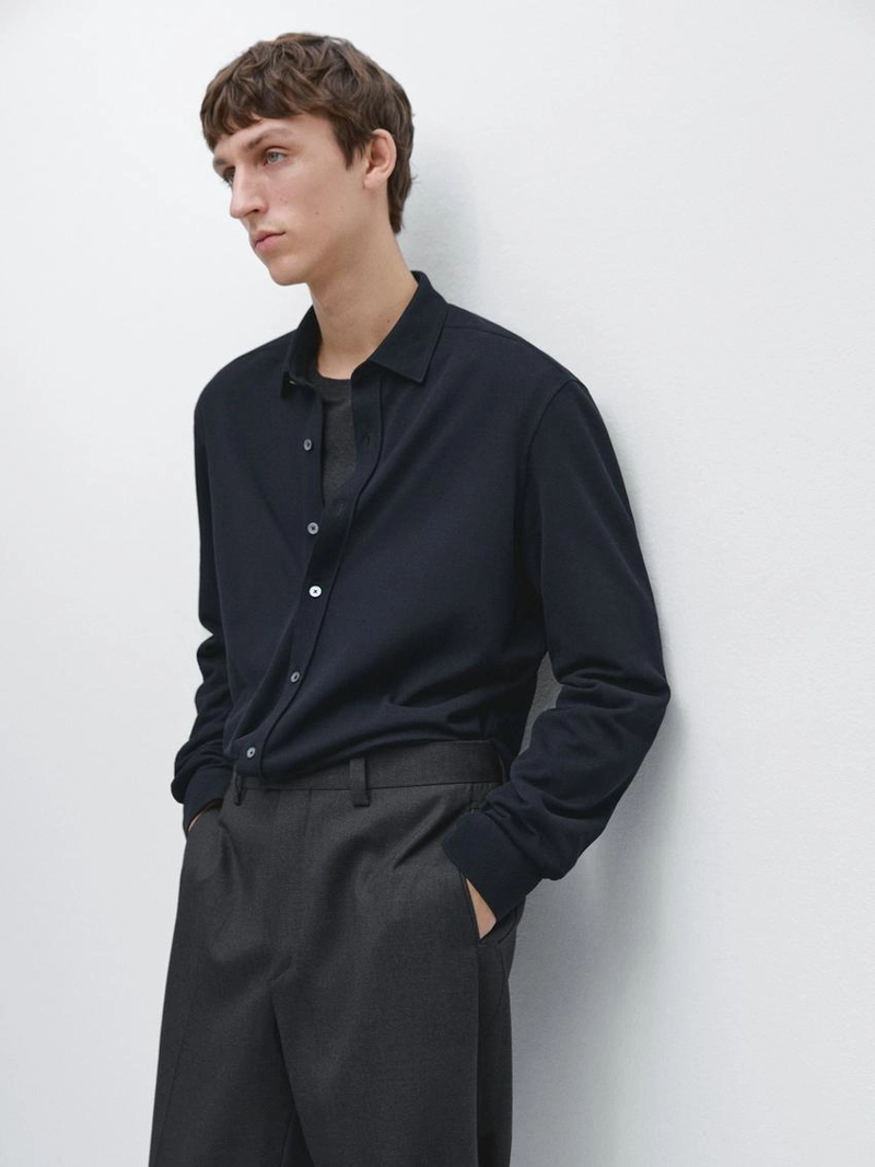 Рубашка среднего покроя с меланжевым узором