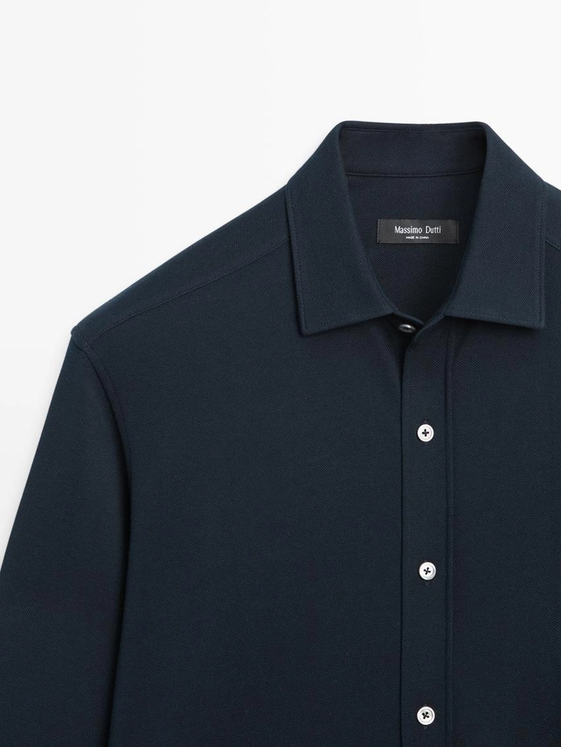 Рубашка среднего покроя с меланжевым узором