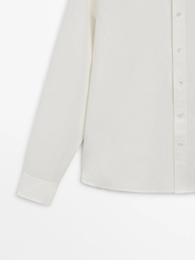 Рубашка из льняной смесовой ткани с регулярным кроем