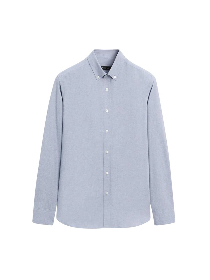 Рубашка из меланжированного хлопкового полотна с регулярной посадкой