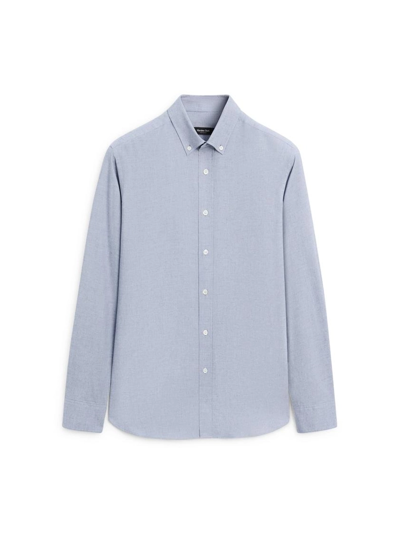 Рубашка из меланжированного хлопкового полотна с регулярной посадкой