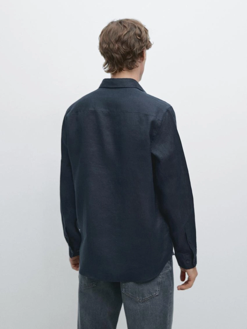 Рубашка из 100% льна в классическом крое