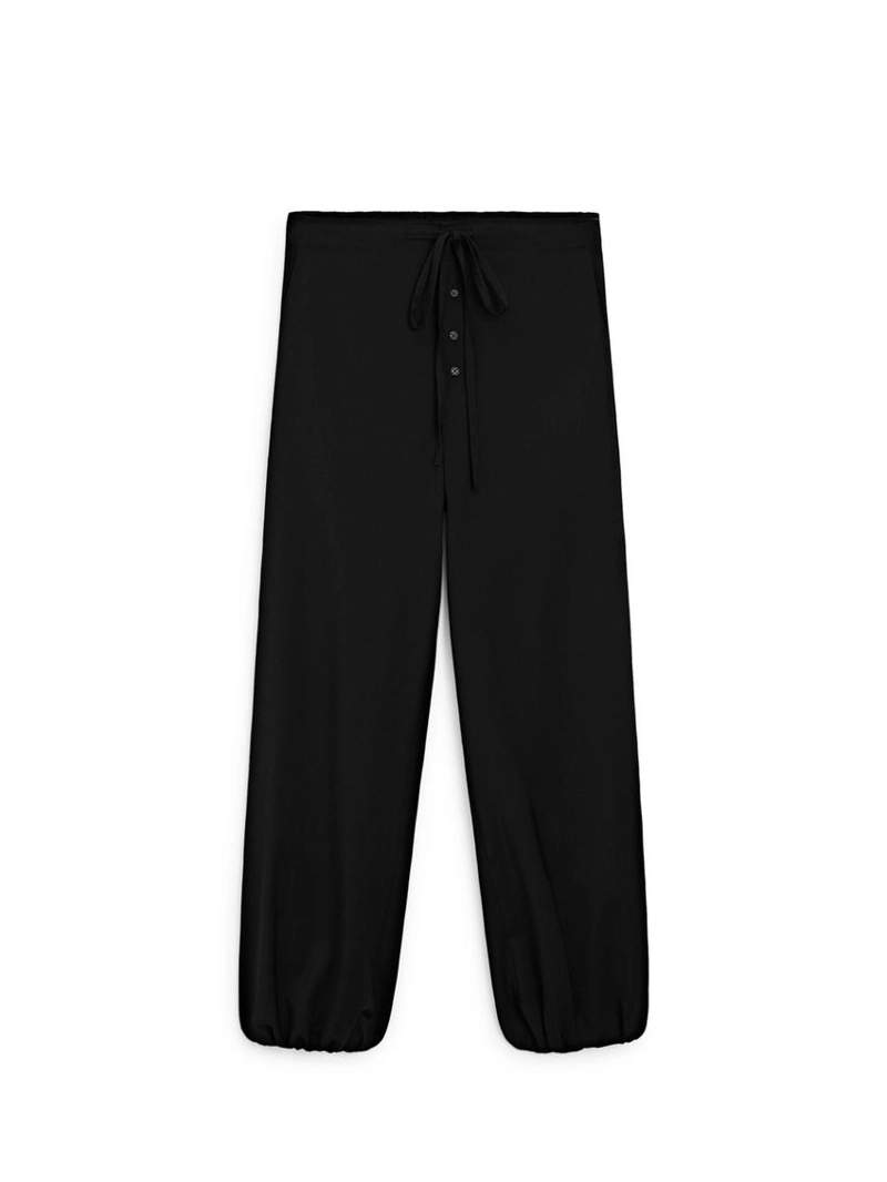 Шерстяные брюки саруэль с деталью завязки