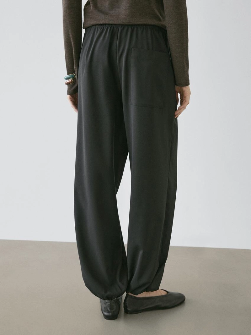 Шерстяные брюки саруэль с деталью завязки