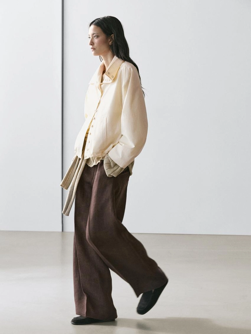 Брюки для костюма из льна с линейками