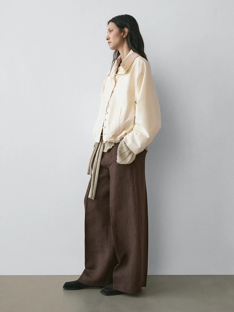 Брюки для костюма из льна с линейками