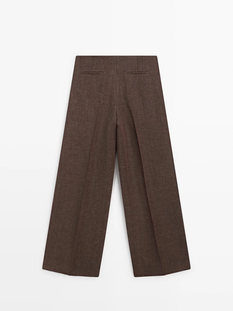 Брюки для костюма из льна с линейками