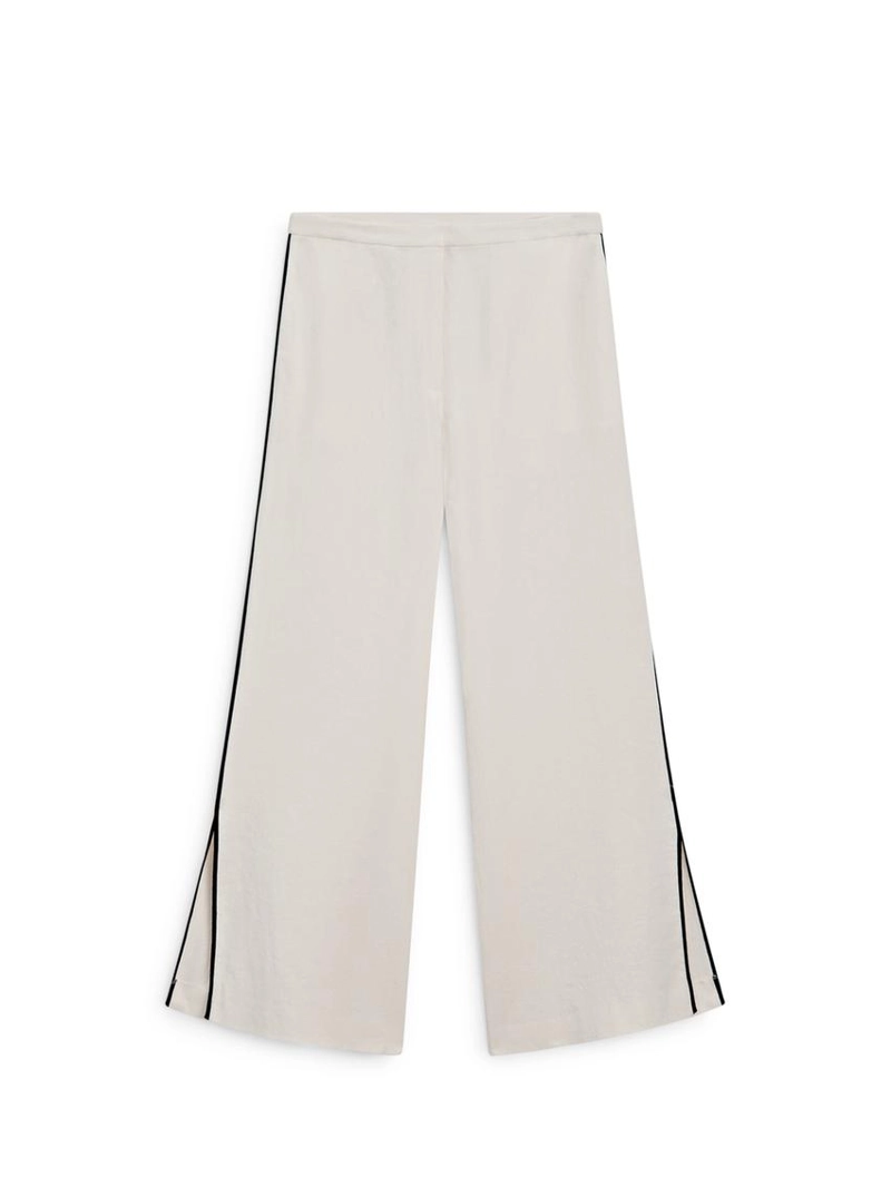 Брюки из льна с контрастной отделкой