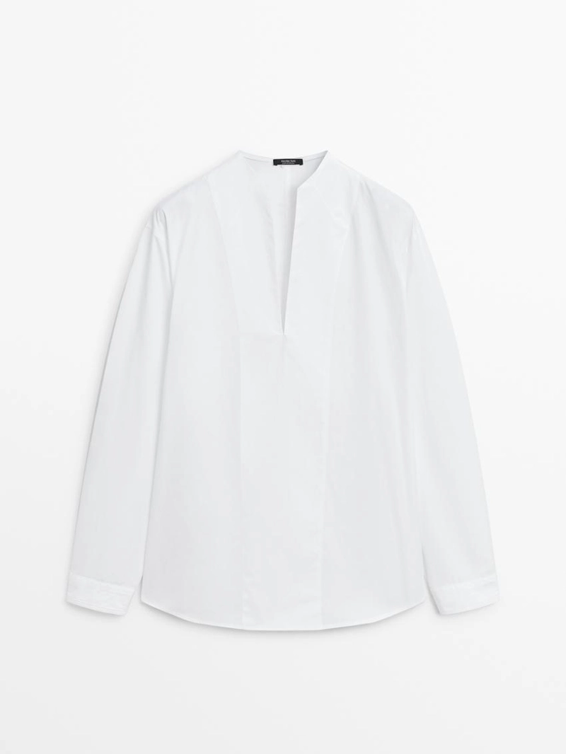 Рубашка из поплина с деталями на груди