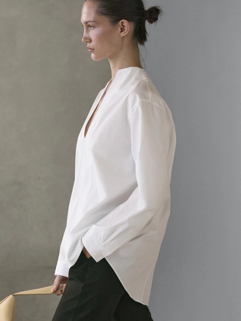 Рубашка из поплина с деталями на груди