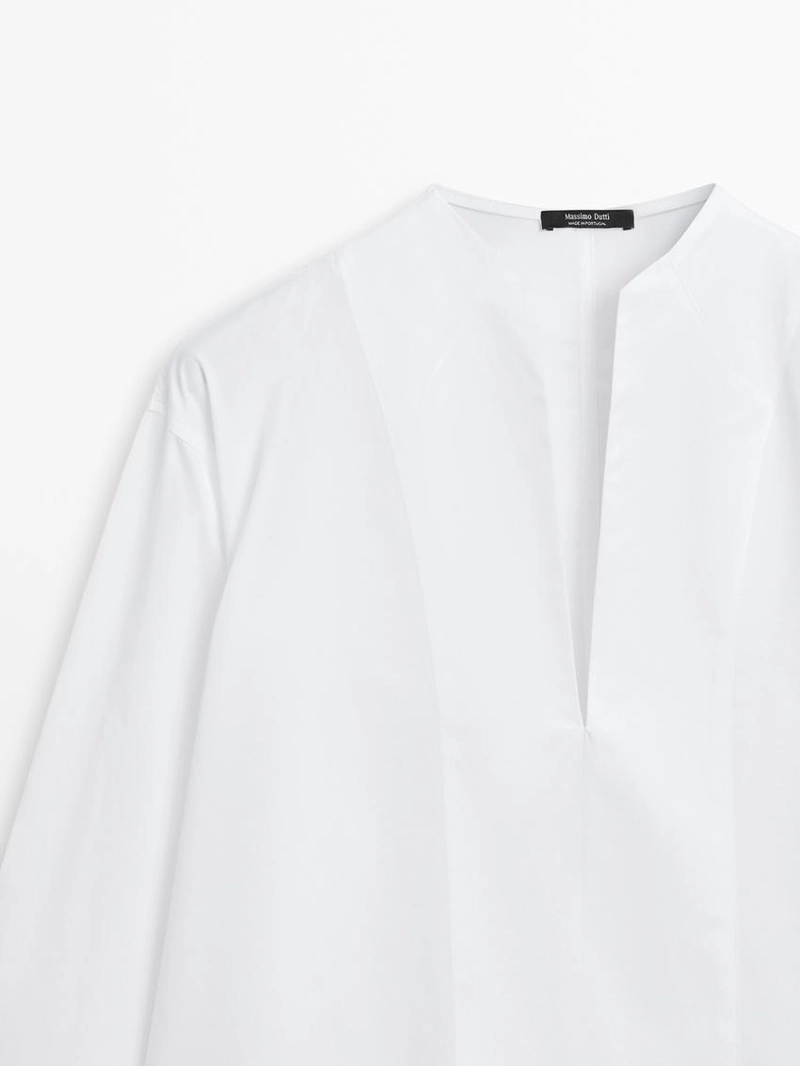 Рубашка из поплина с деталями на груди