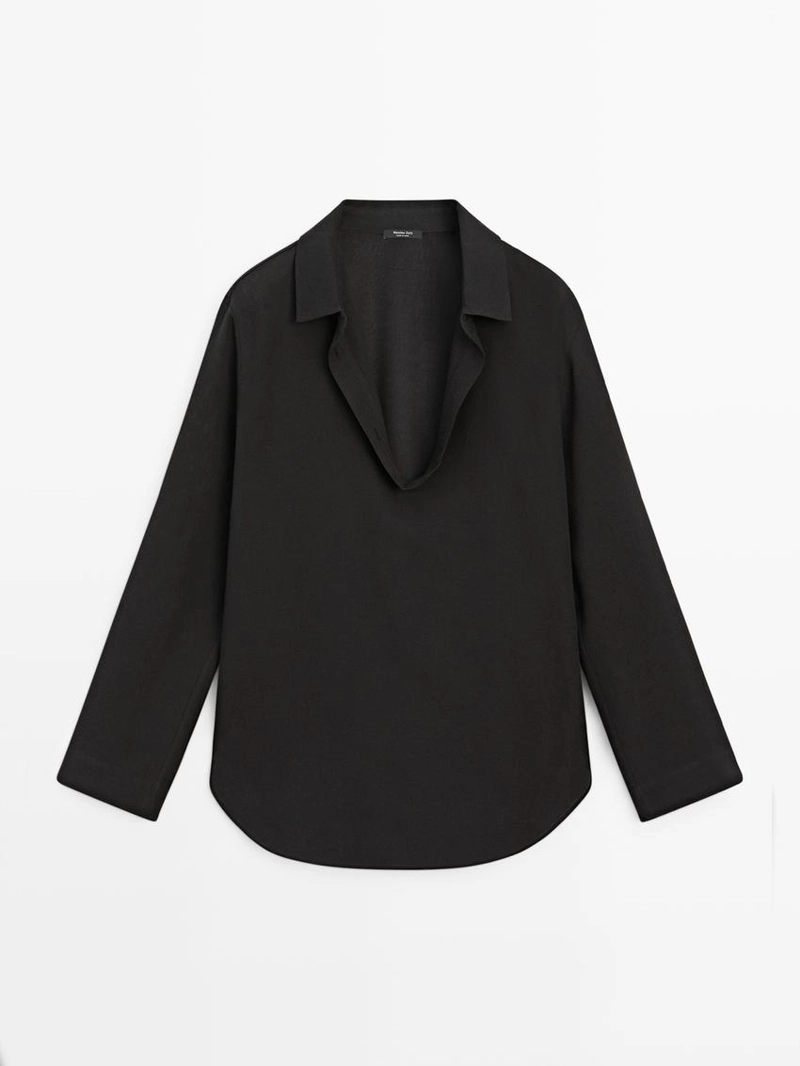 Рубашка с кружевной хлопковой блузкой v-образного выреза