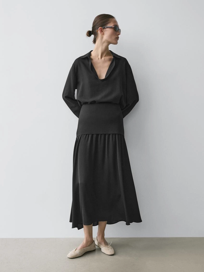 Рубашка с кружевной хлопковой блузкой v-образного выреза