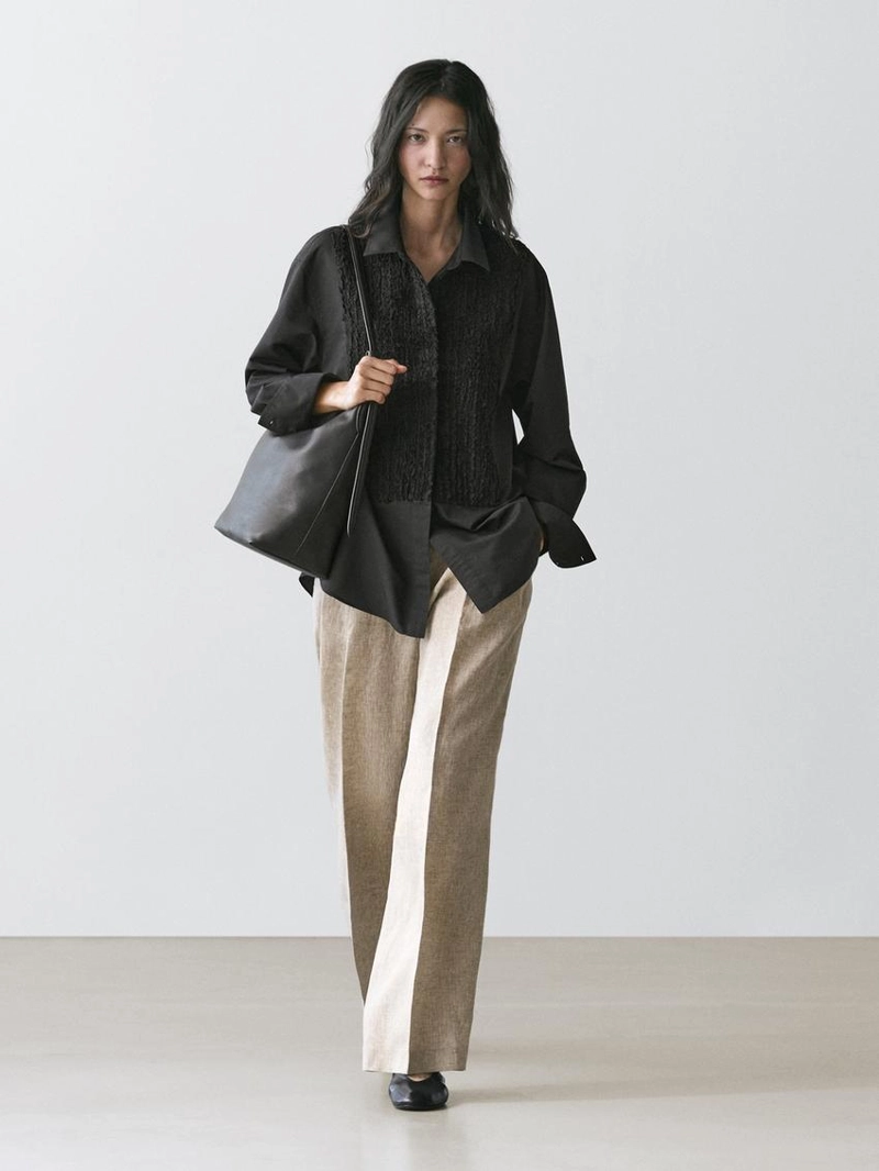 Рубашка с застежкой на биб-листочке и вышивкой