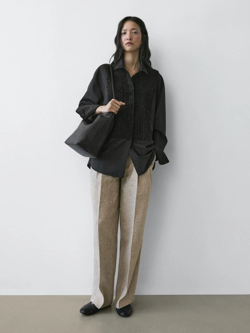 Рубашка с застежкой на биб-листочке и вышивкой