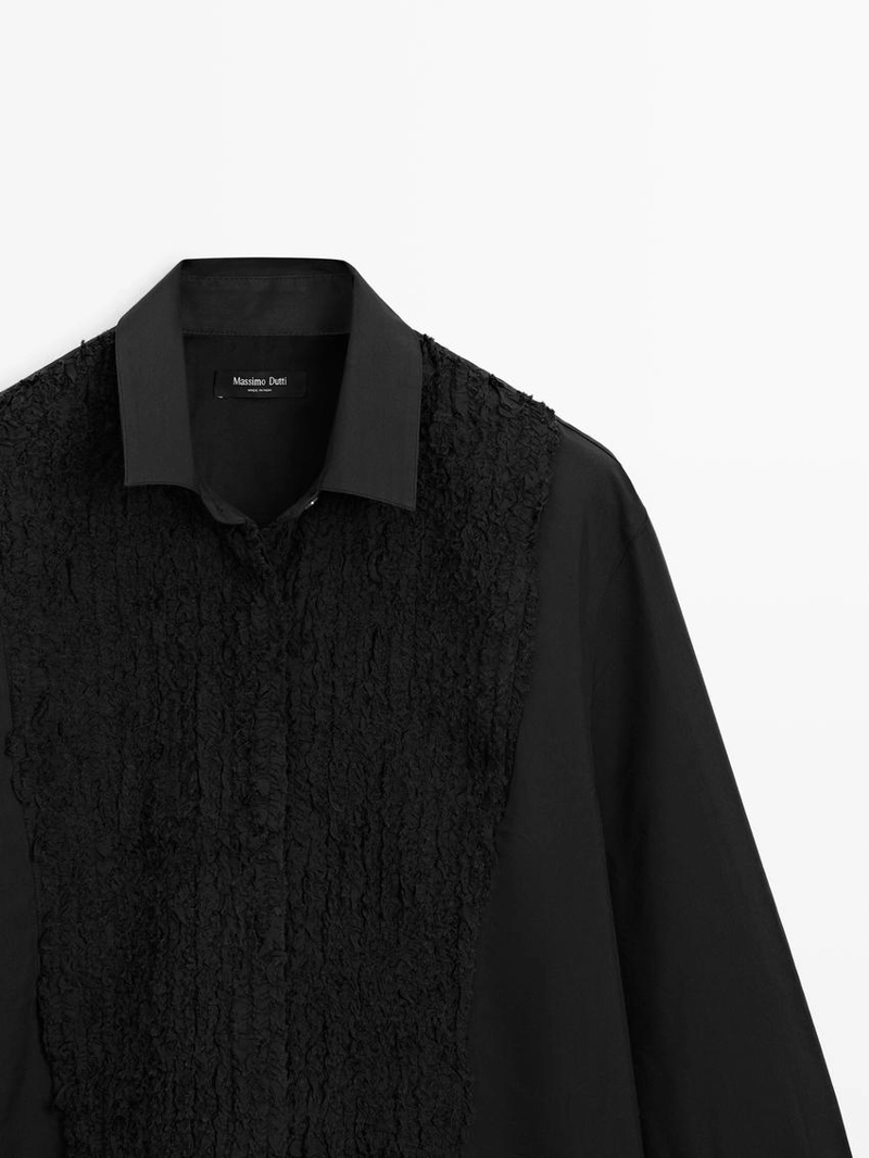 Рубашка с застежкой на биб-листочке и вышивкой