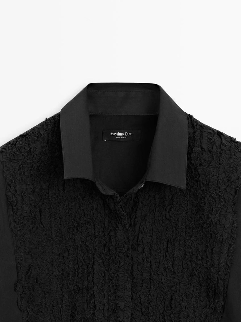 Рубашка с застежкой на биб-листочке и вышивкой