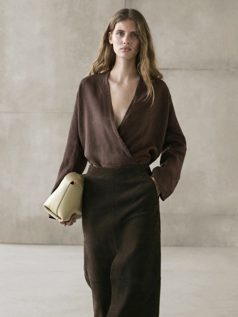 Туника из льна с драпировкой