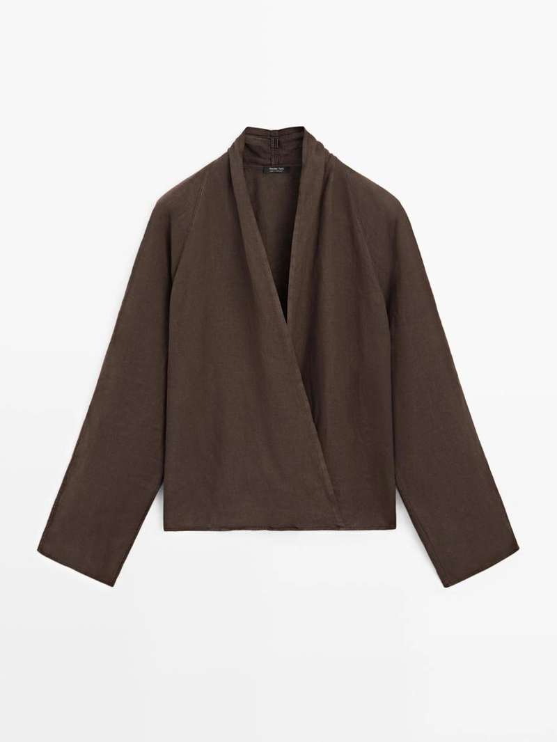 Туника из льна с драпировкой