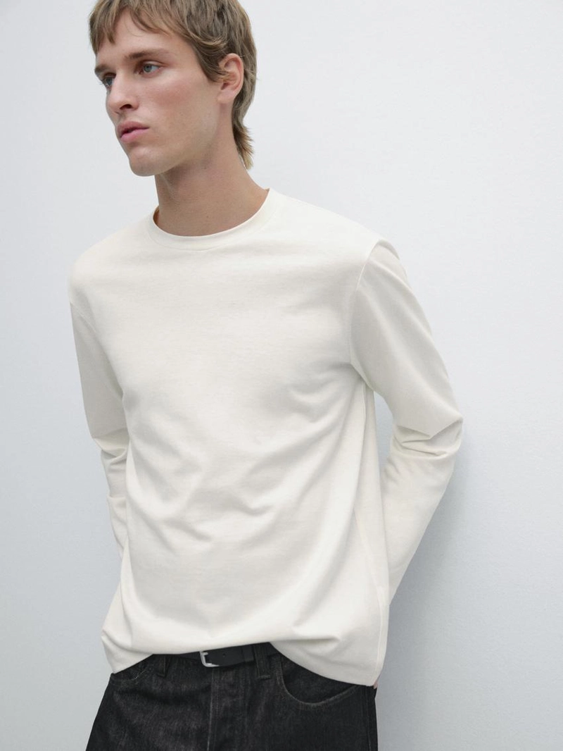 Футболка из хлопкового микса с длинным рукавом