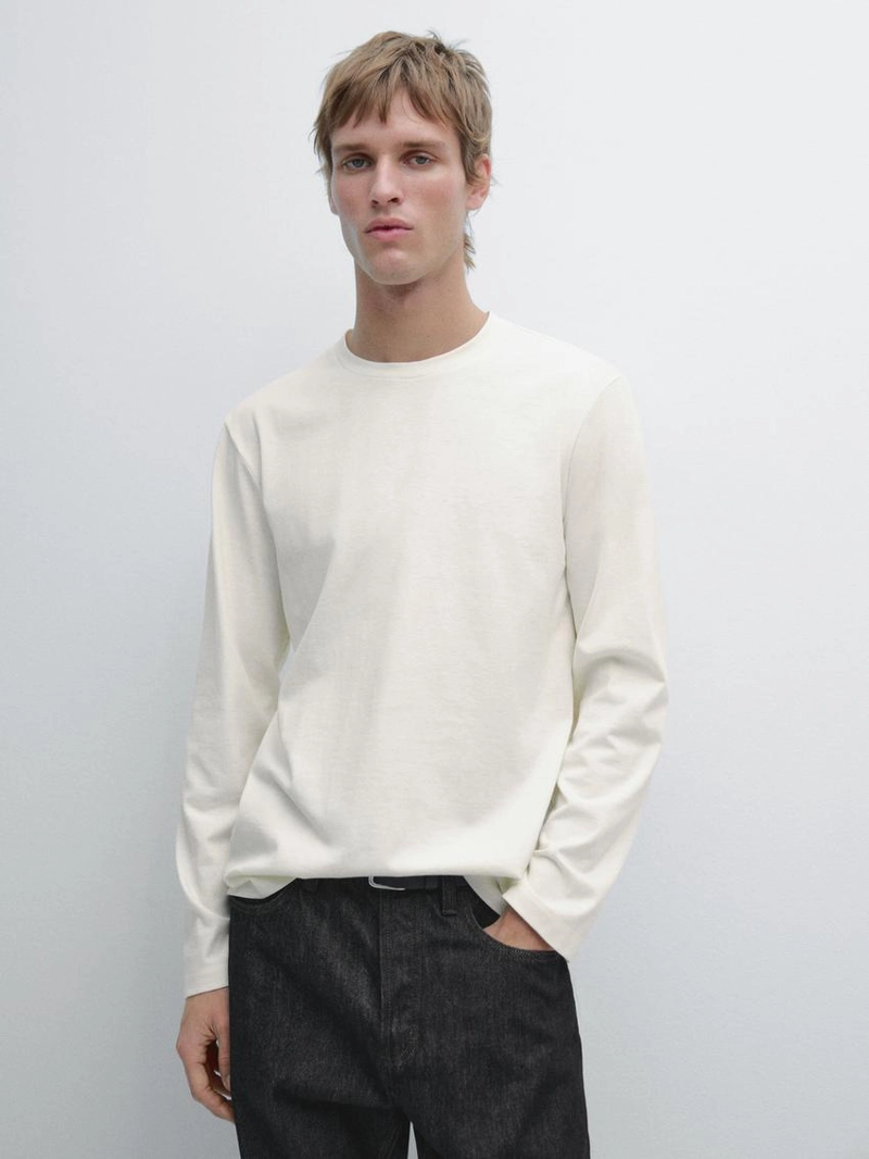 Футболка из хлопкового микса с длинным рукавом