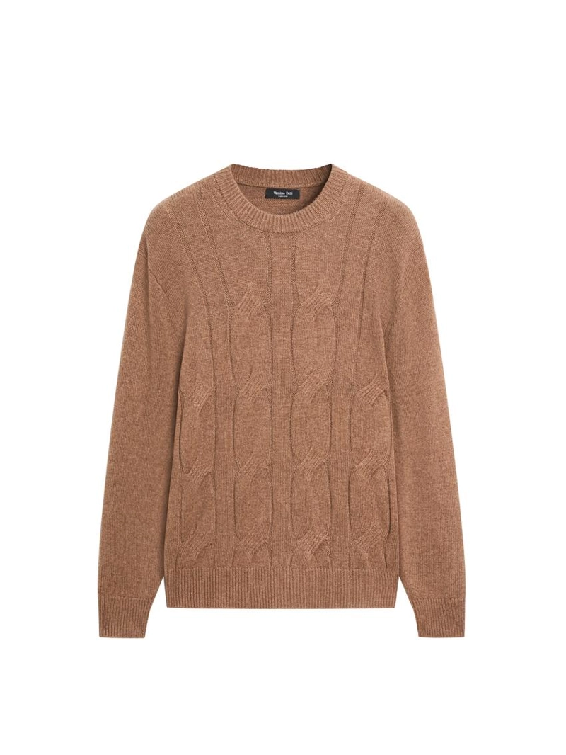 Пуловер с косами из шерсти