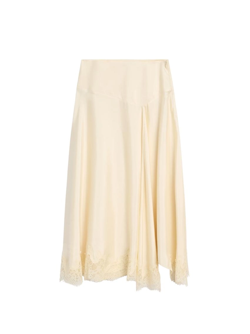 Асимметричная юбка с деталями из кружева