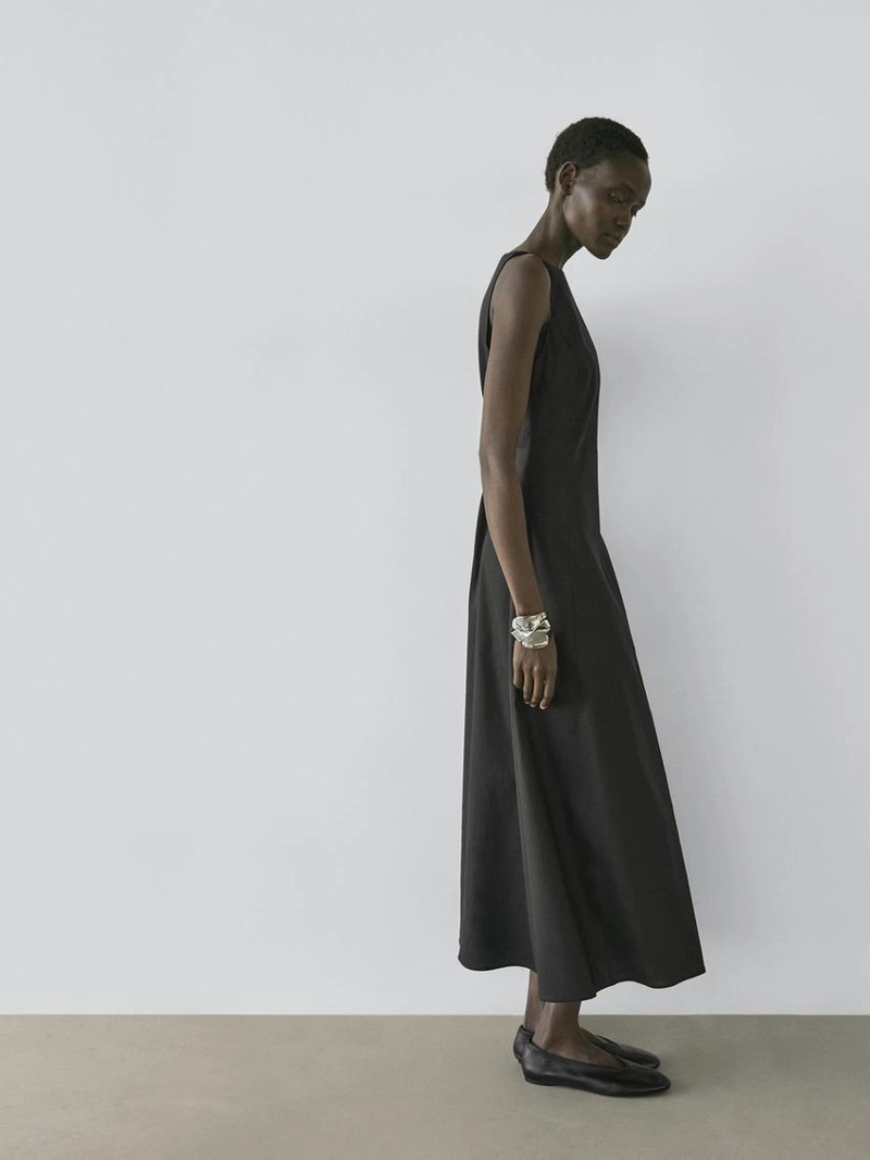 Длинное платье из льняной смеси