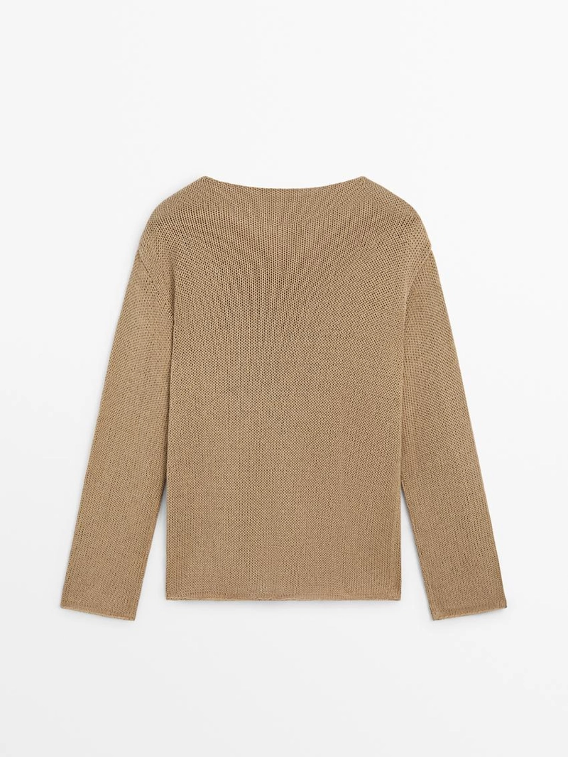 Свитер с вырезом из смесового хлопка