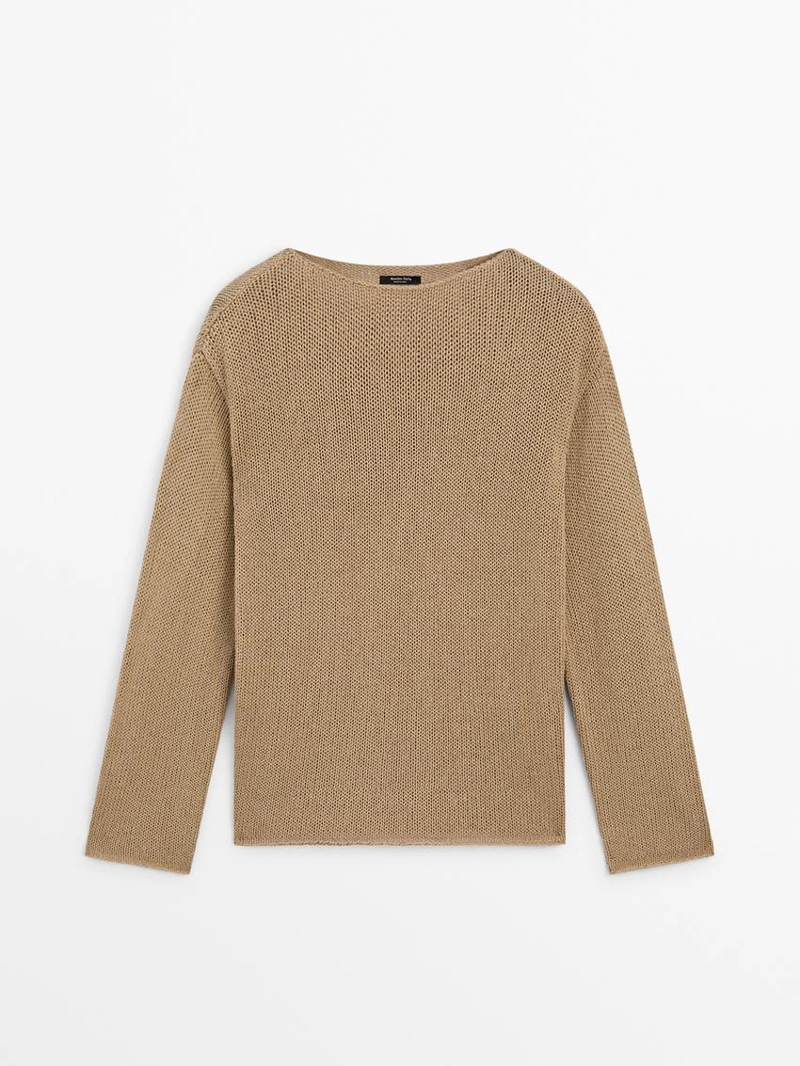 Свитер с вырезом из смесового хлопка