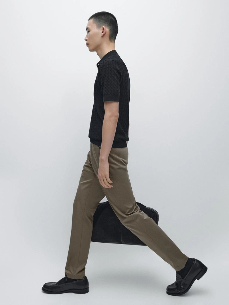 Брюки из хлопково-вискозной смеси в зауженном крое