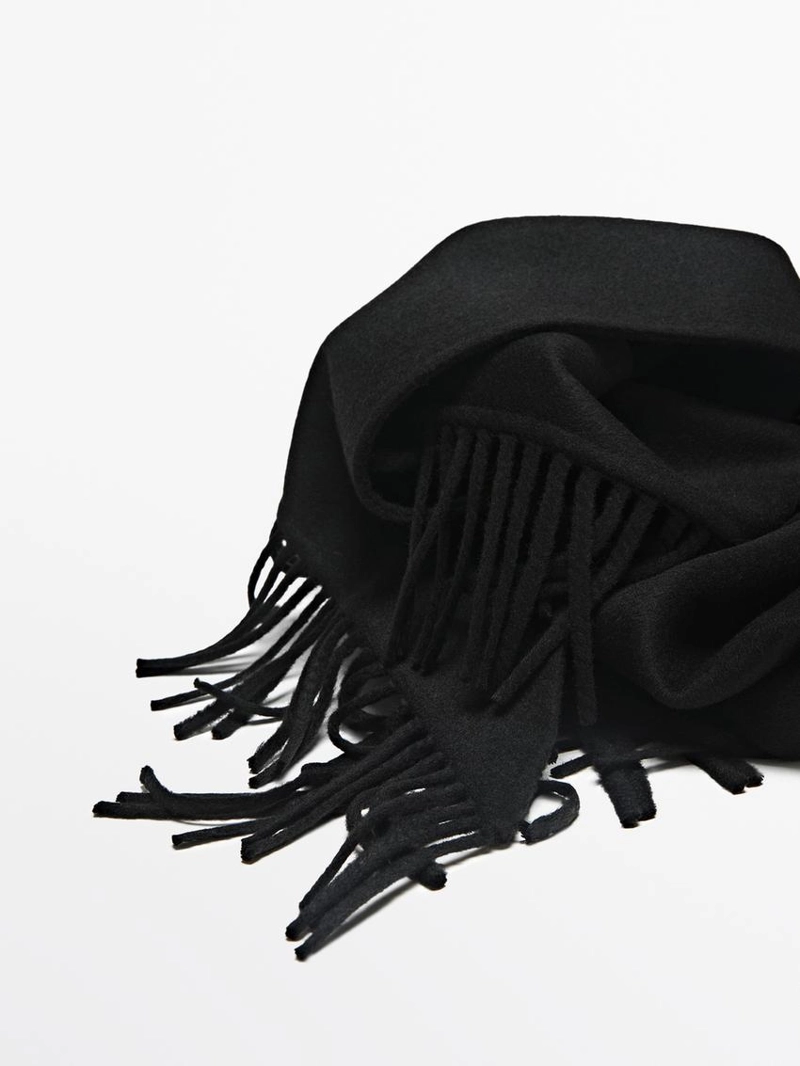 Пальто из шерстяной смеси с отделкой бахромой