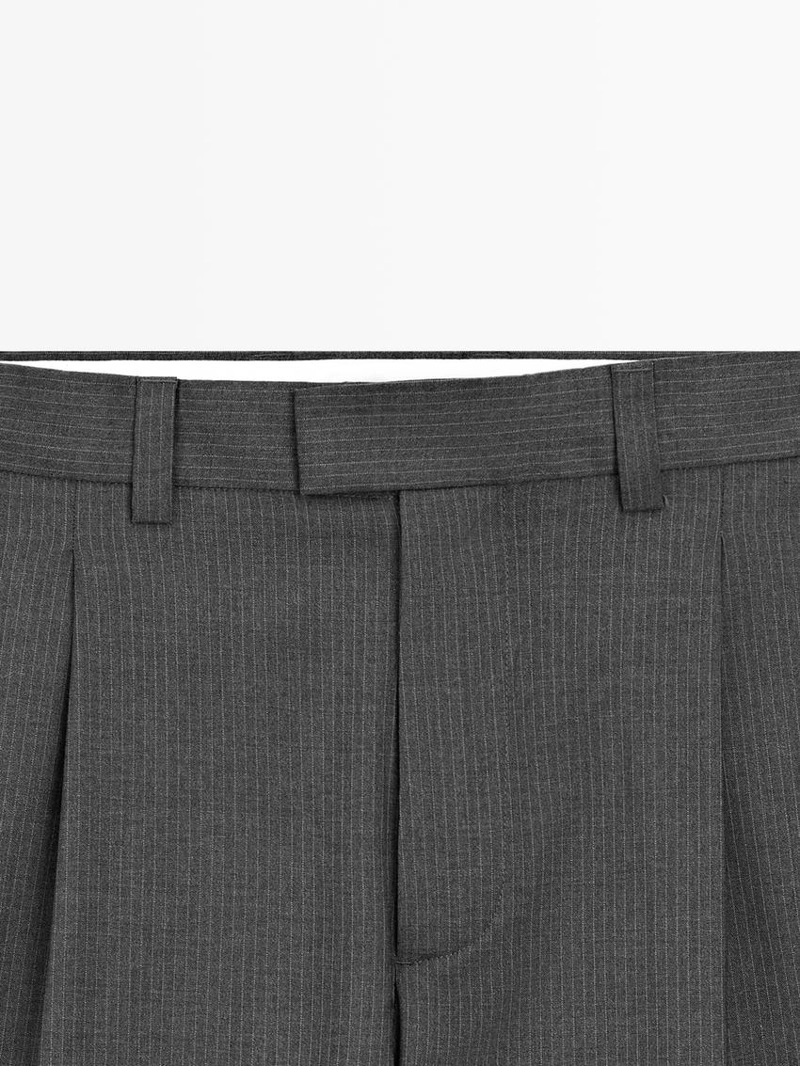 Брюки с защипами из шерстяной смеси