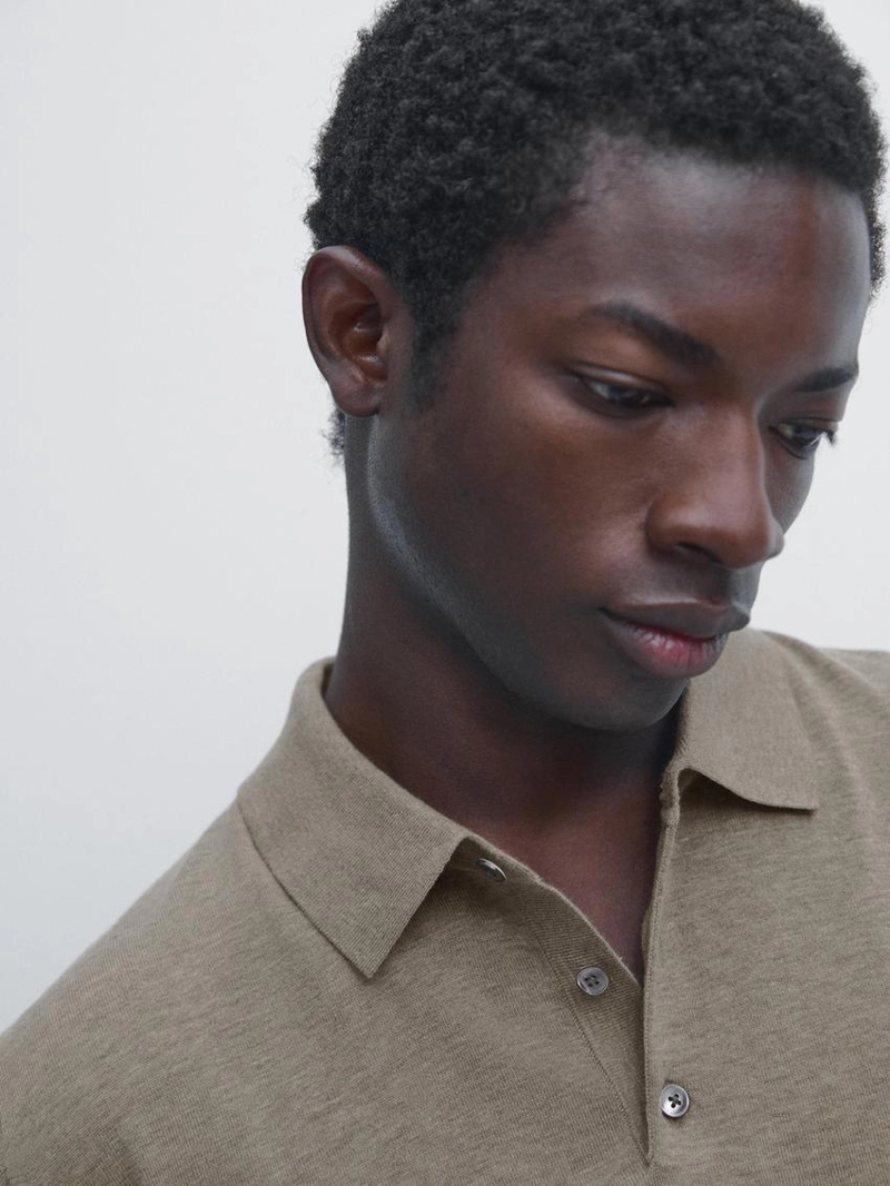 Вязанный свитер-поло из хлопка